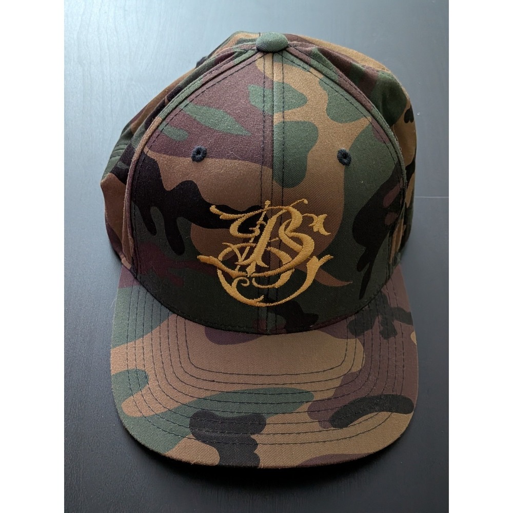 The Classics Snapback Hat Camo Green W/ Gold Script OSFM
